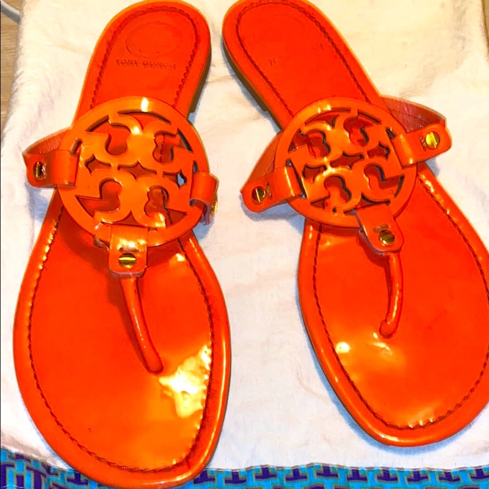 Orange Tory Burch Miller Sandals Size 11